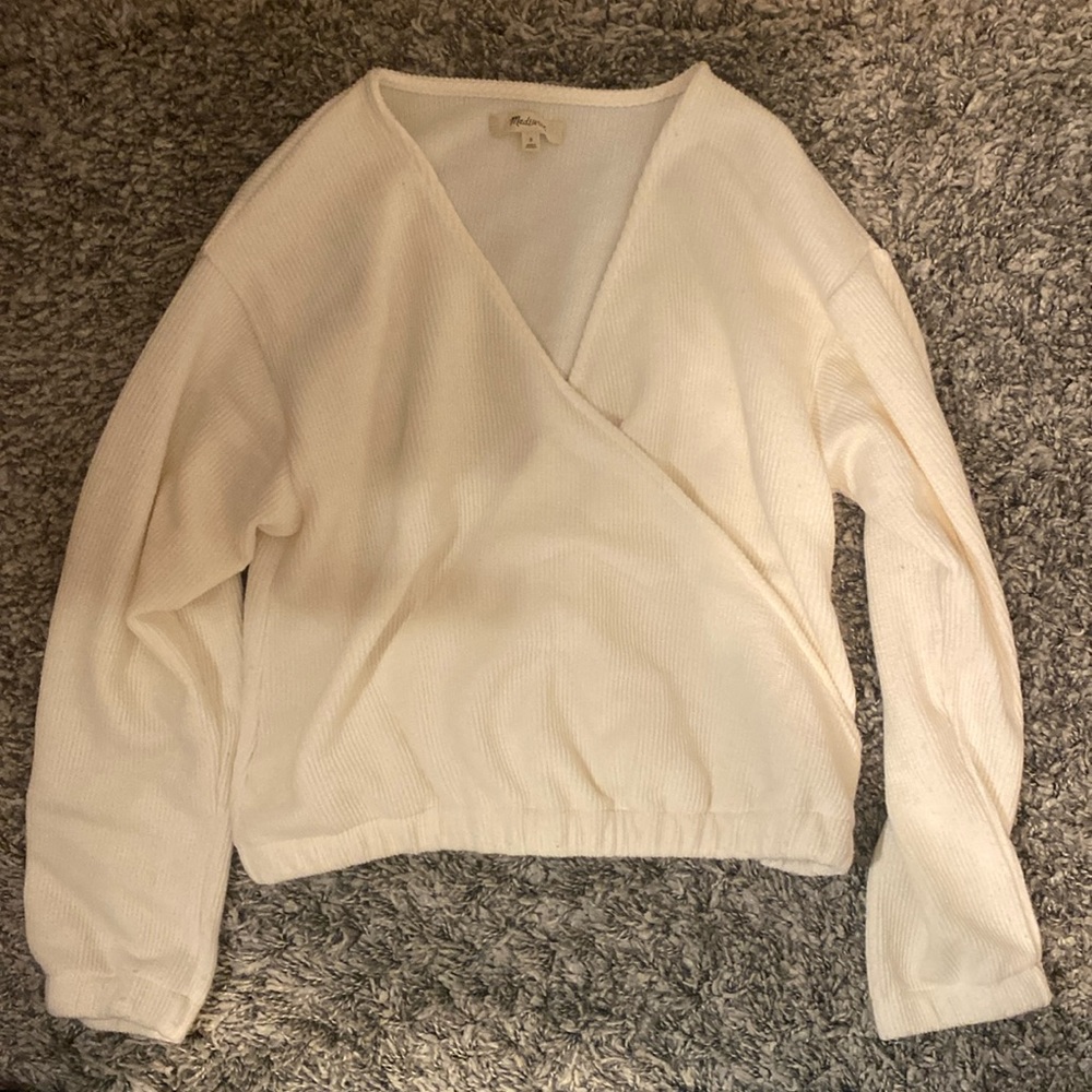 Madewell criss cross crop sweater
